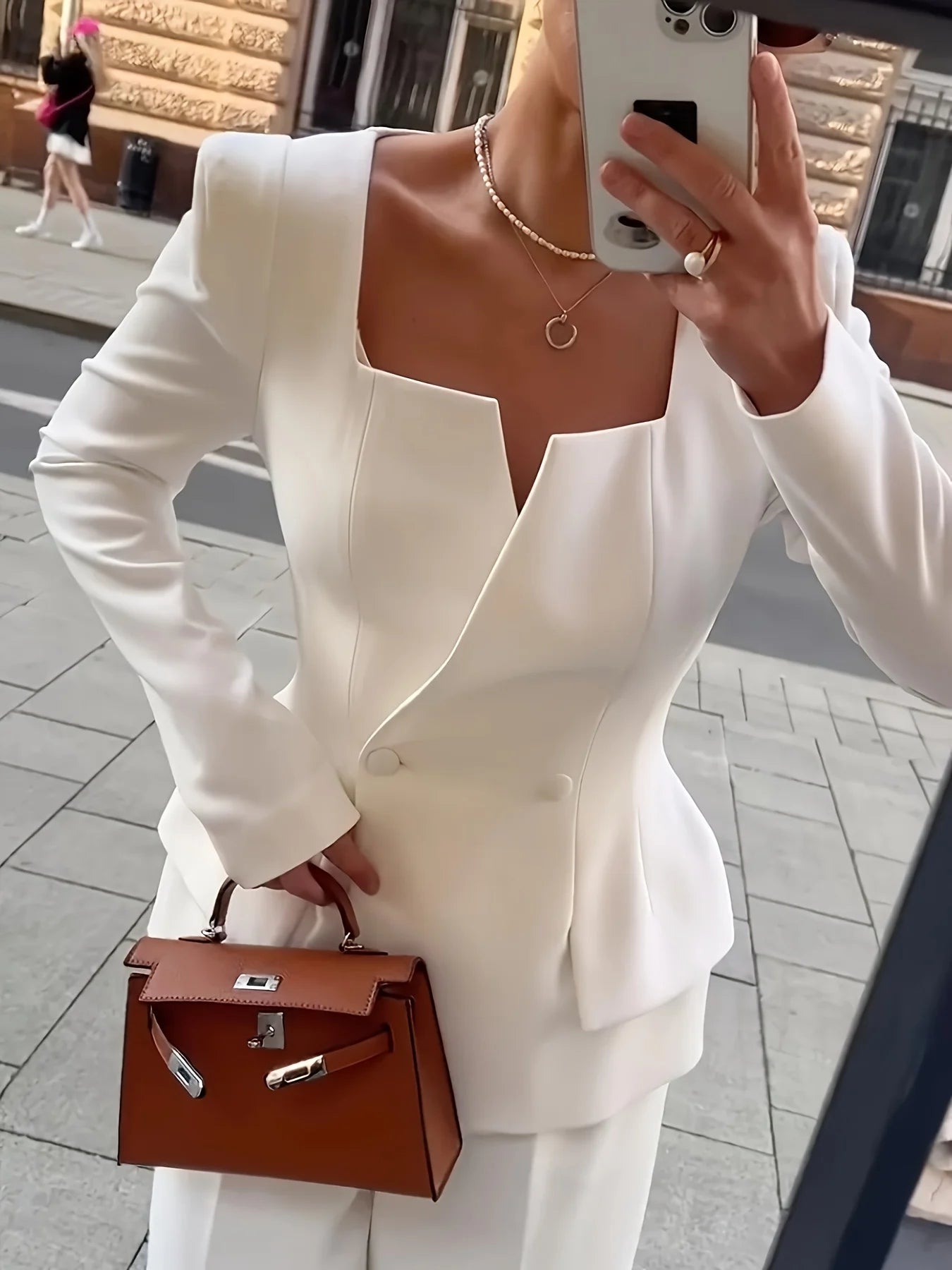 Square-Neck Slim Blazer