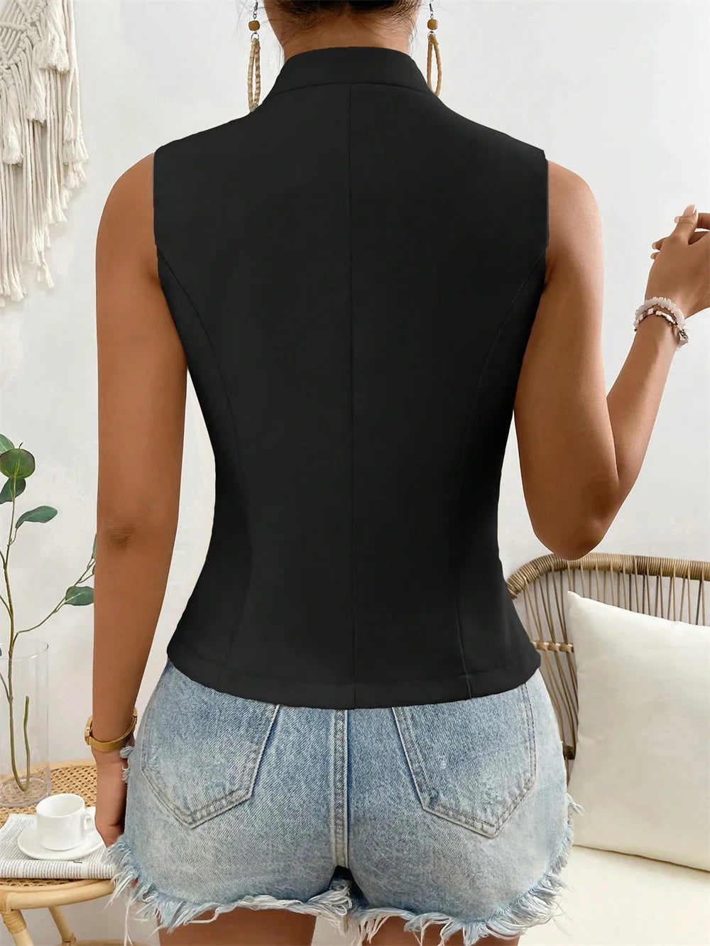 V-Neck Single-Breasted Slim Vest