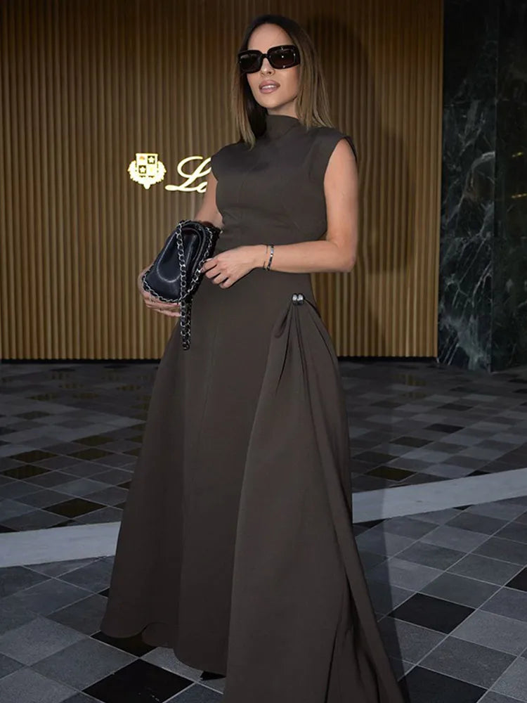 Contrast Patchwork Irregular Hem Evening Dress