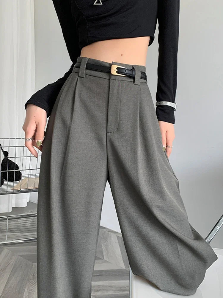 High-Waist Wide-Leg Suit Trousers