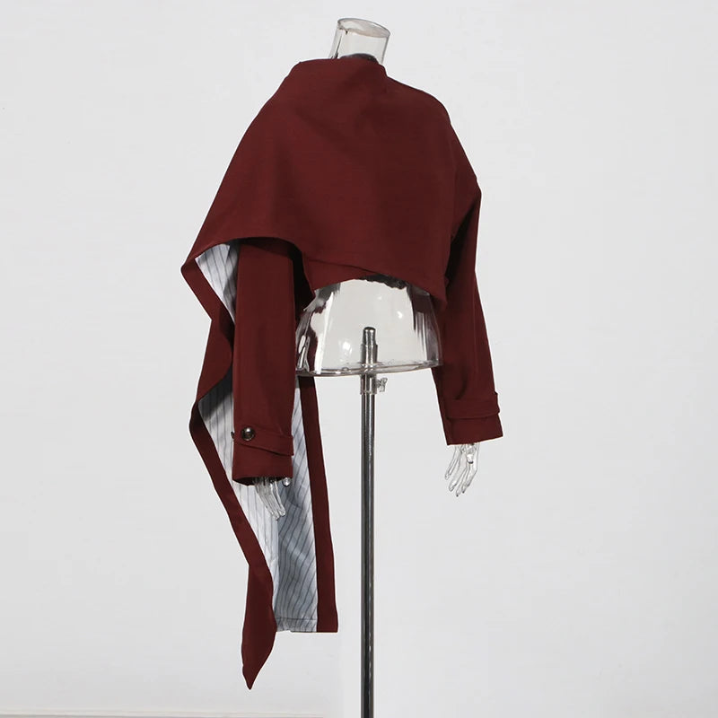 Asymmetric Turtleneck Cropped Jacket
