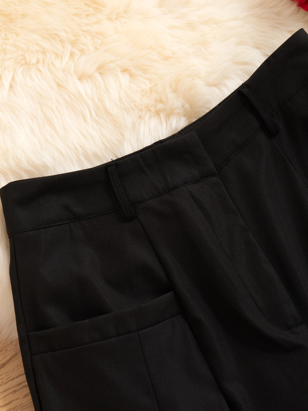 Pleated High-Waist Wide-Leg Suit Trousers