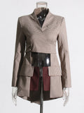 Colourblock Lace-Up V-Neck Blazer