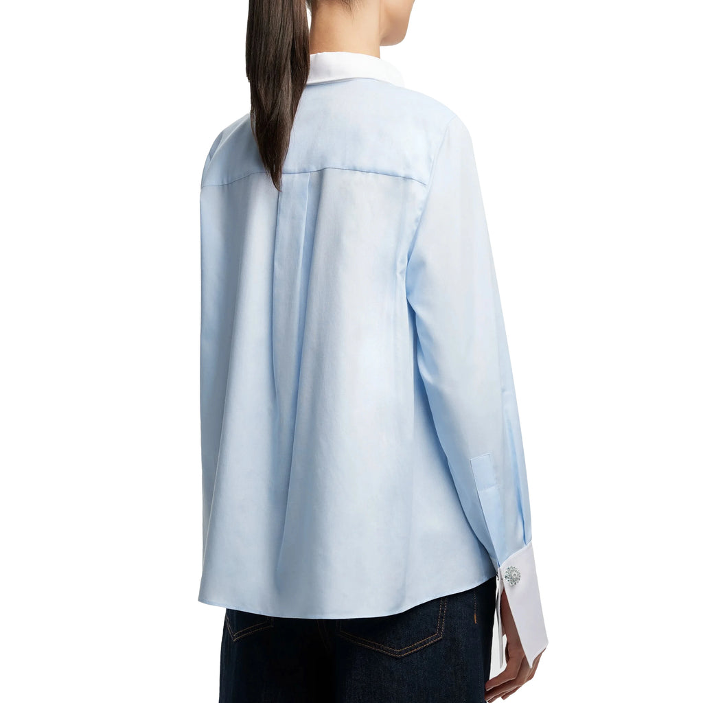 Embroidered Floral Stripe Long-Sleeve Blouse