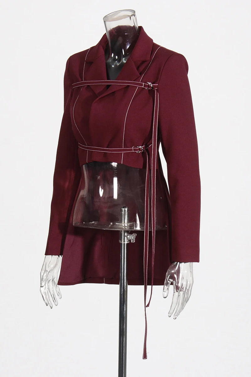 Notch Lapel Top & Straight Trousers Set
