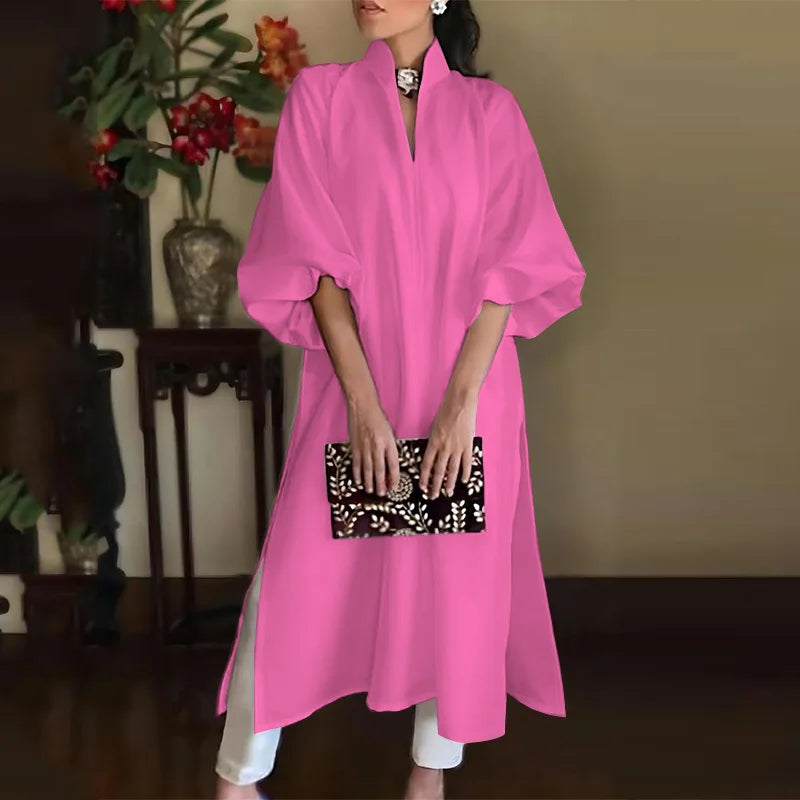 Elastic Waist A-Line Maxi Dress