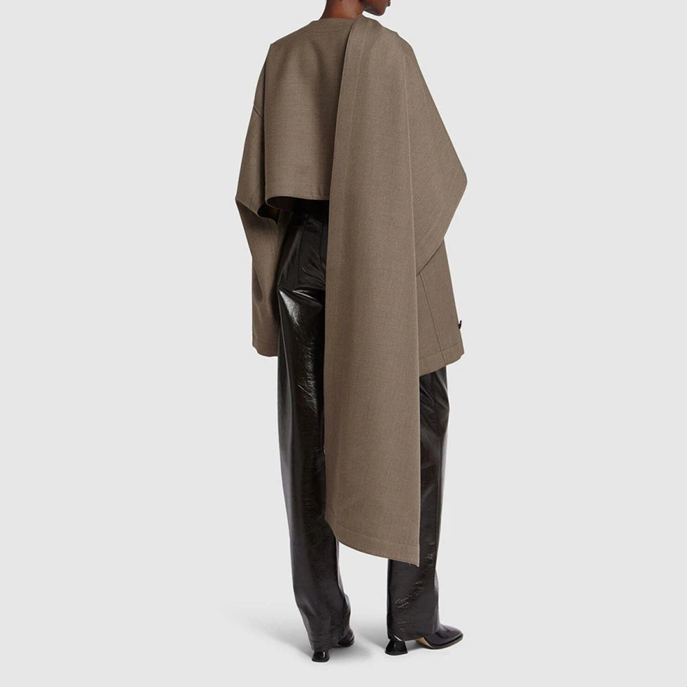 Asymmetric Turtleneck Cropped Jacket