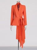 Ruffle Lace-Up Notch Lapel Blazer