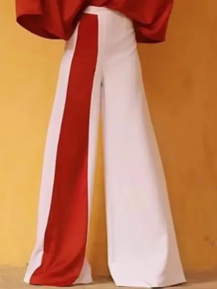 Contrast Stripe Wide-Leg Trousers