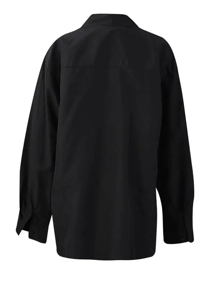Bandage Stand Collar Oversized Blouse