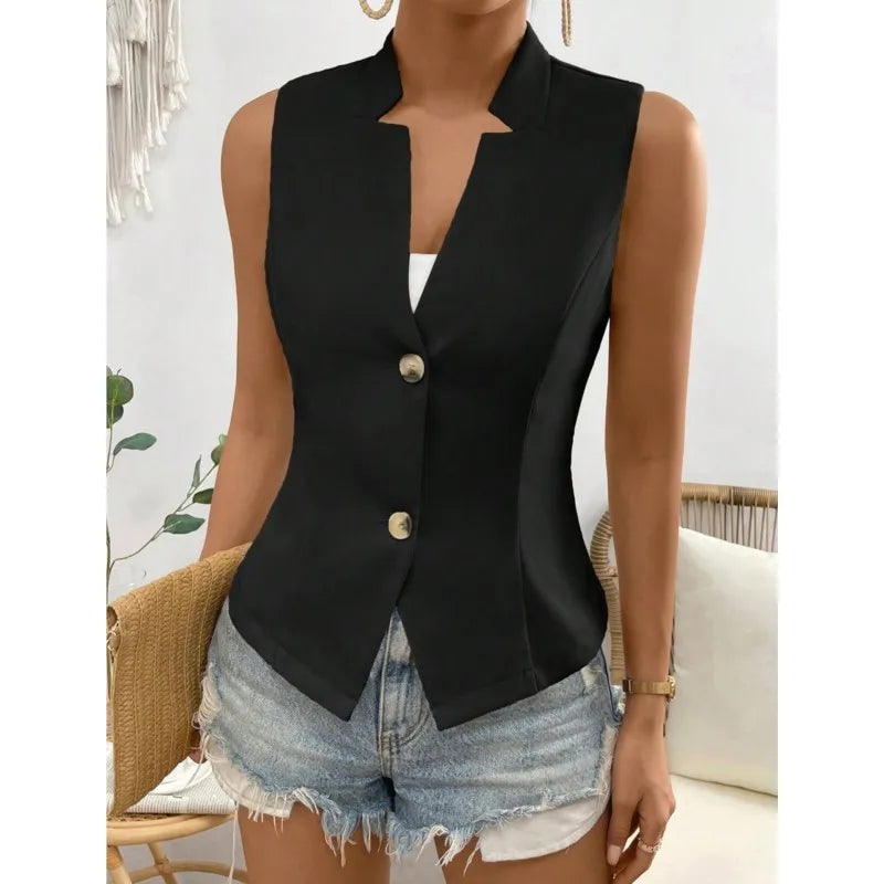 V-Neck Single-Breasted Slim Vest