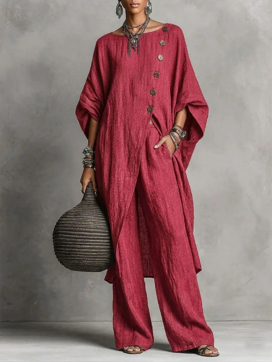 Batwing Sleeve Tunic & Wide Leg Pants Set