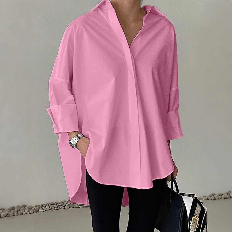Oversized High-Low Button-Up Shirt