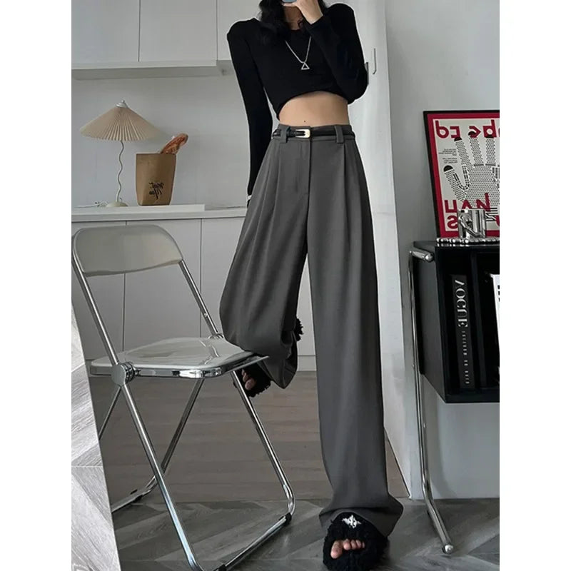 High-Waist Wide-Leg Suit Trousers