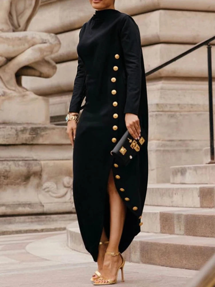 Shawl Collar Maxi Dress