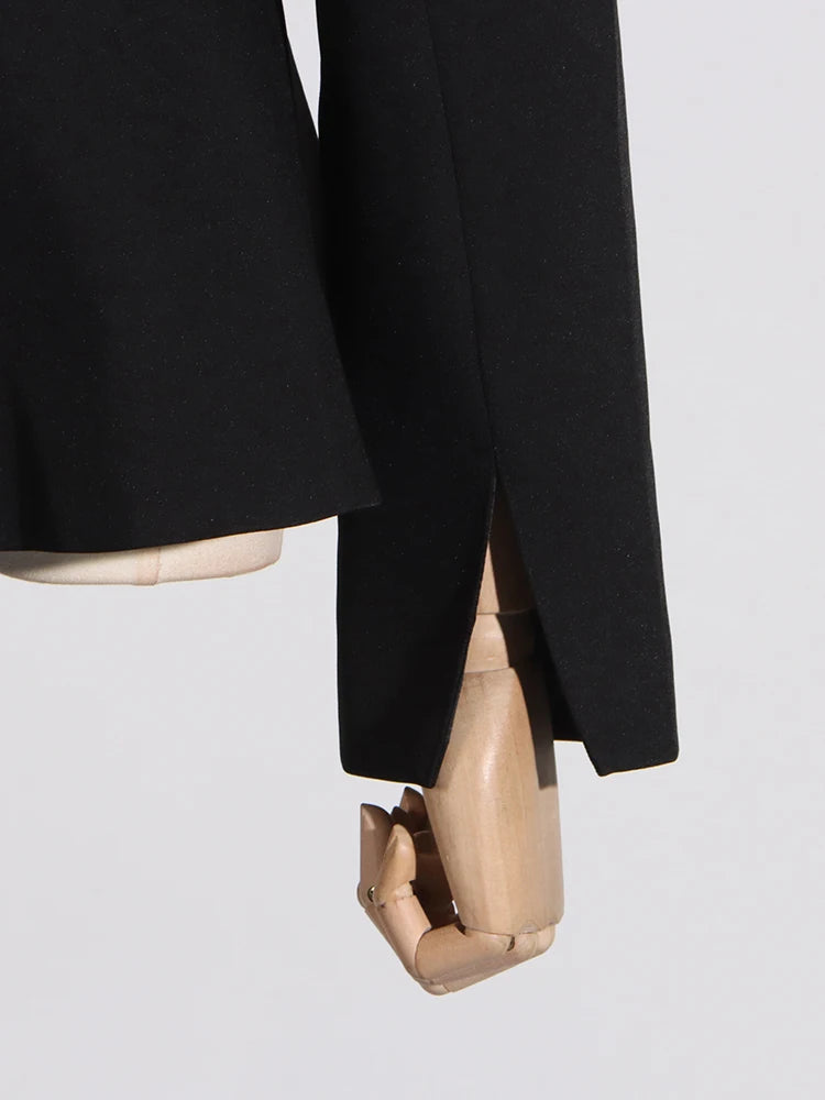 Asymmetric Round-Neck Slim Blazer