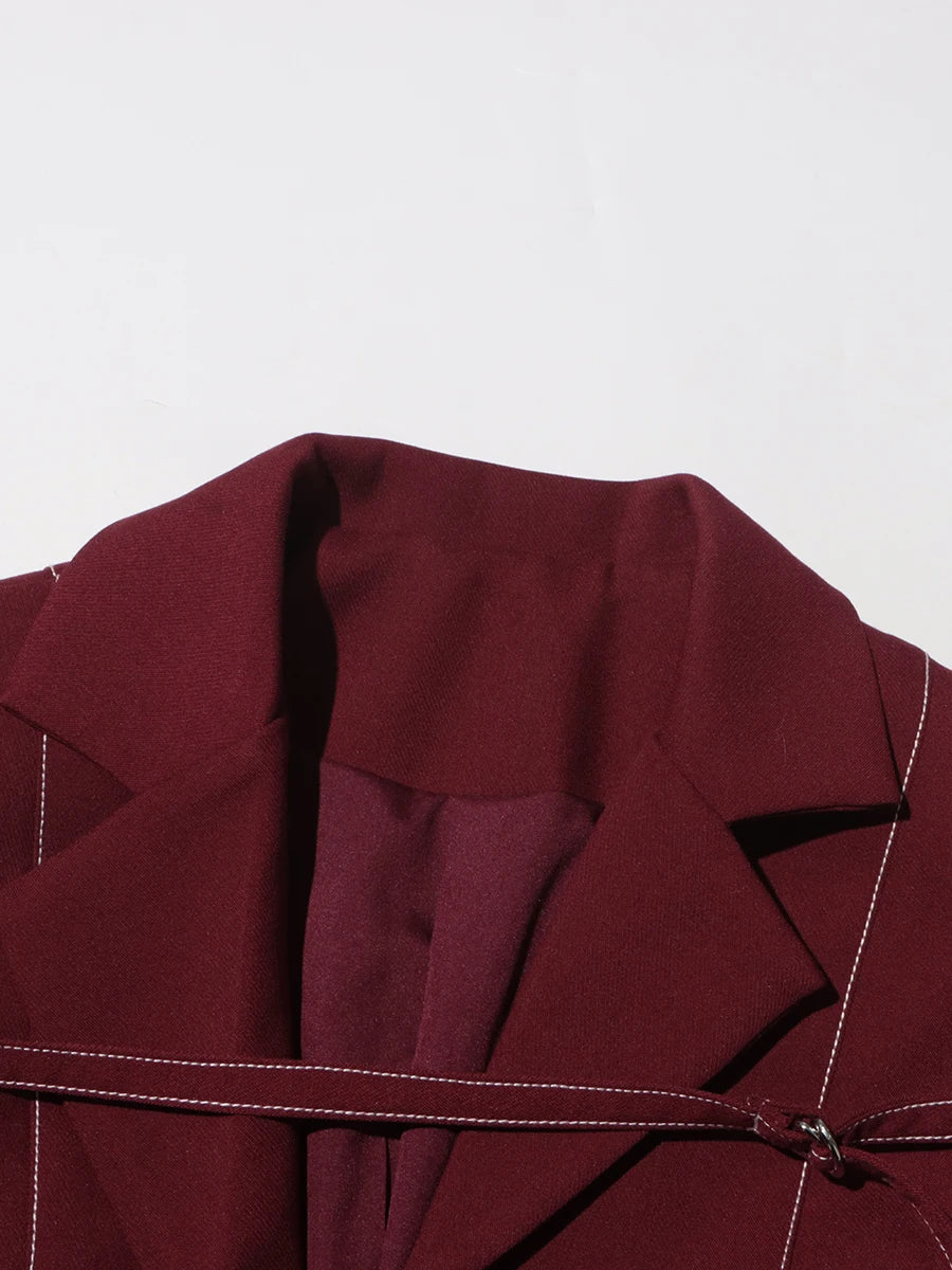 Notch Lapel Top & Straight Trousers Set