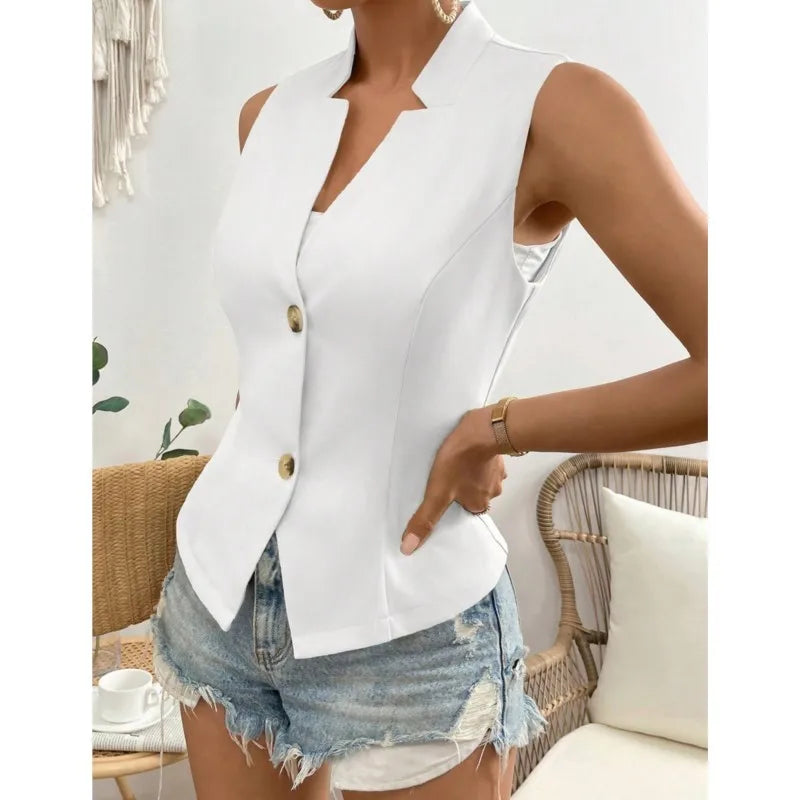 V-Neck Single-Breasted Slim Vest