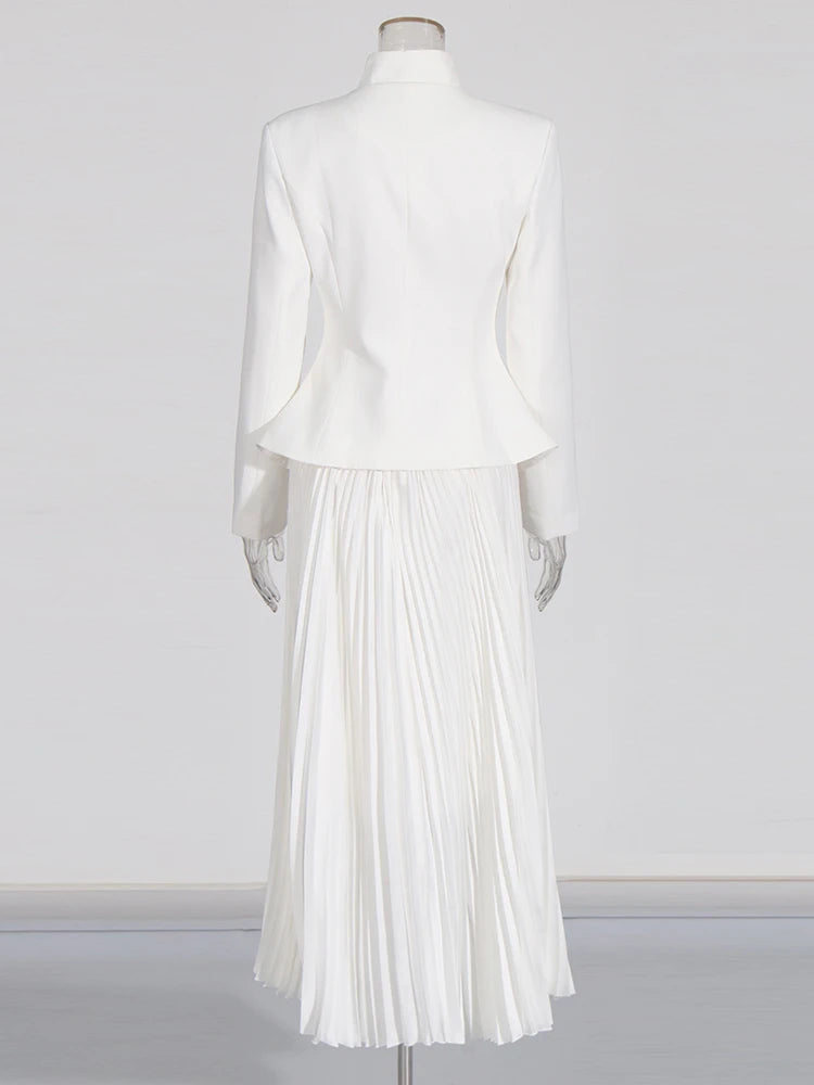 Stand Collar Top & Floor-Length Skirt Set