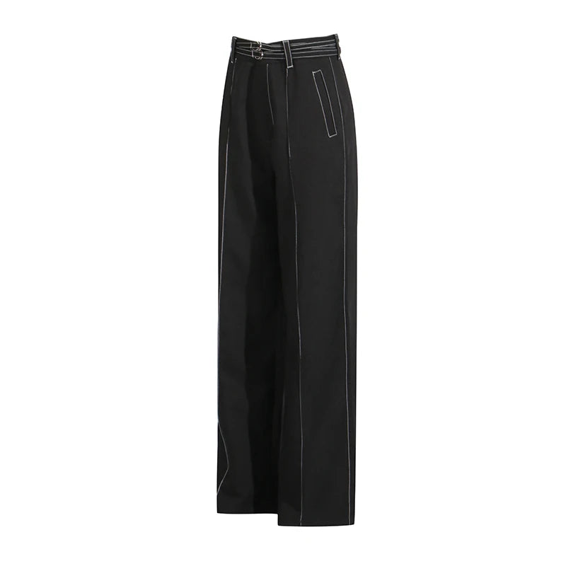 Notch Lapel Top & Straight Trousers Set