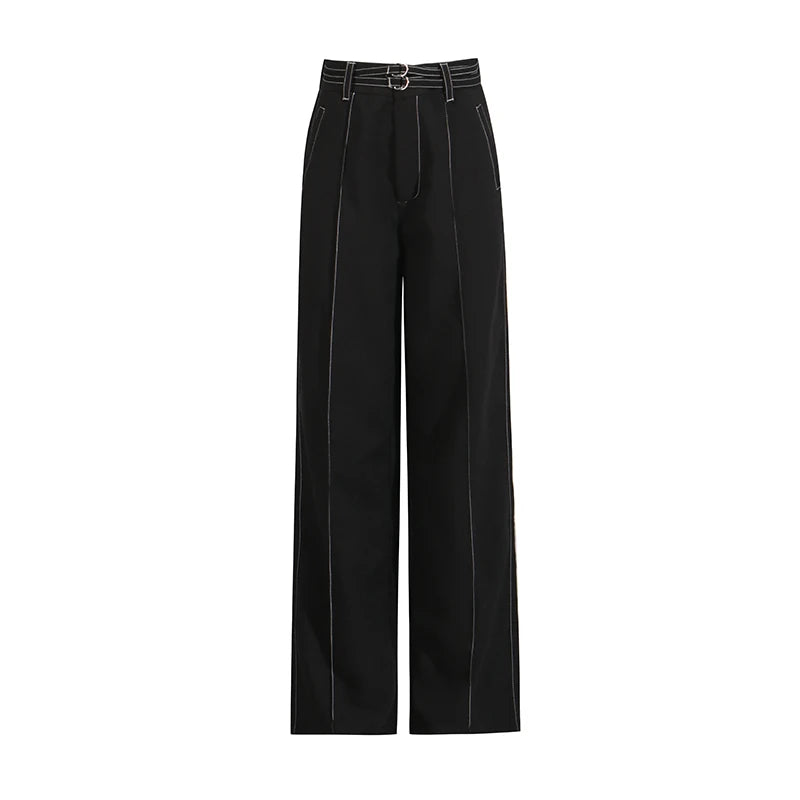 Notch Lapel Top & Straight Trousers Set