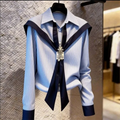 Striped French-Style Long Sleeve Shirt