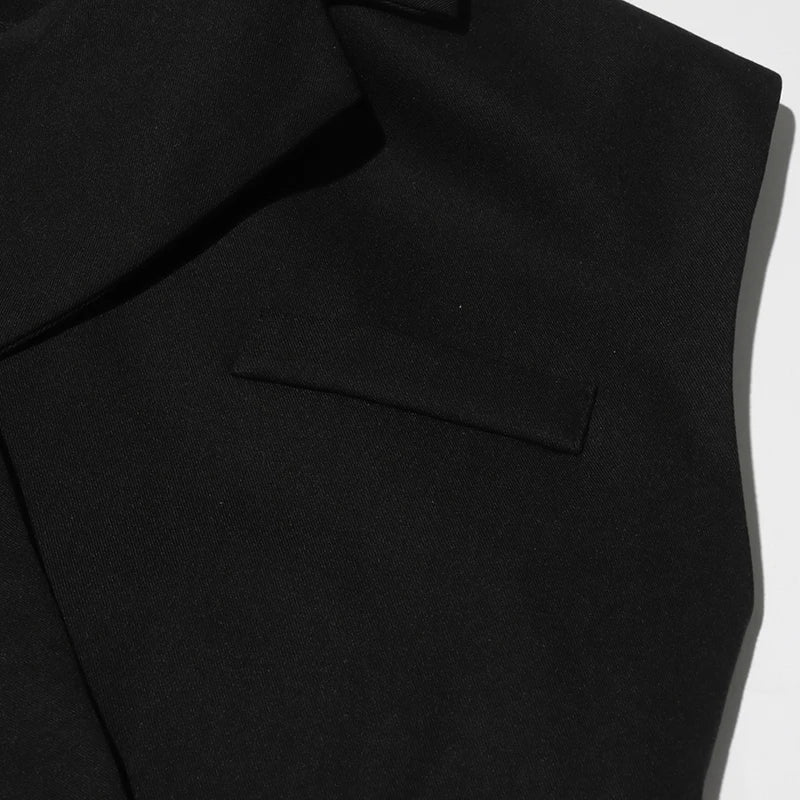Belted Lapel Sleeveless Waistcoat