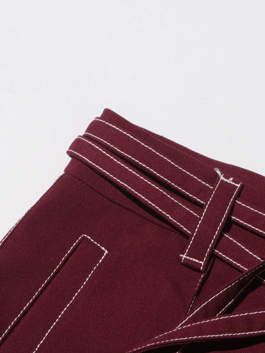 Notch Lapel Top & Straight Trousers Set