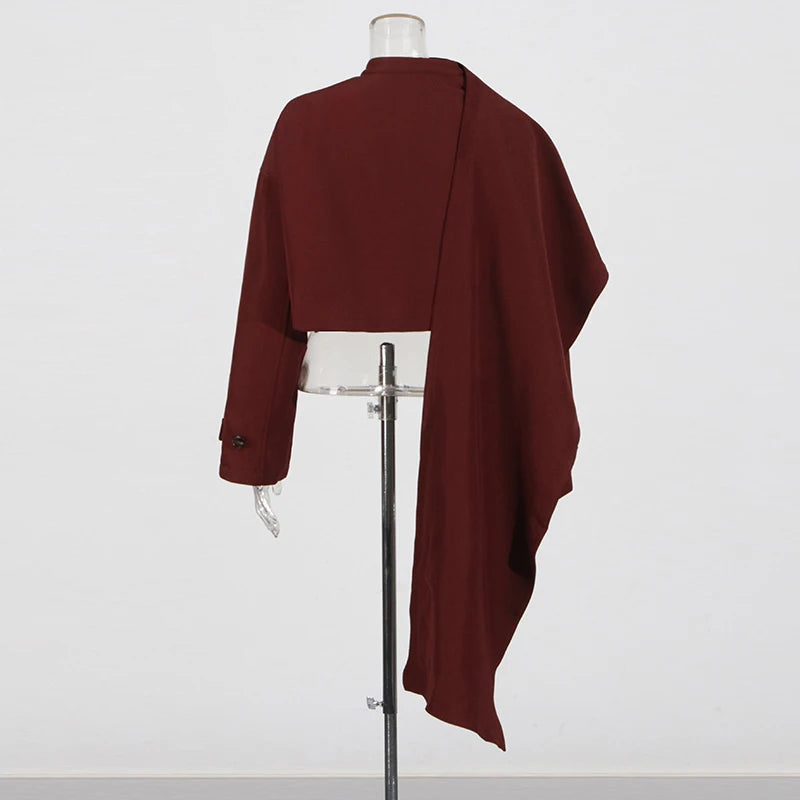 Asymmetric Turtleneck Cropped Jacket