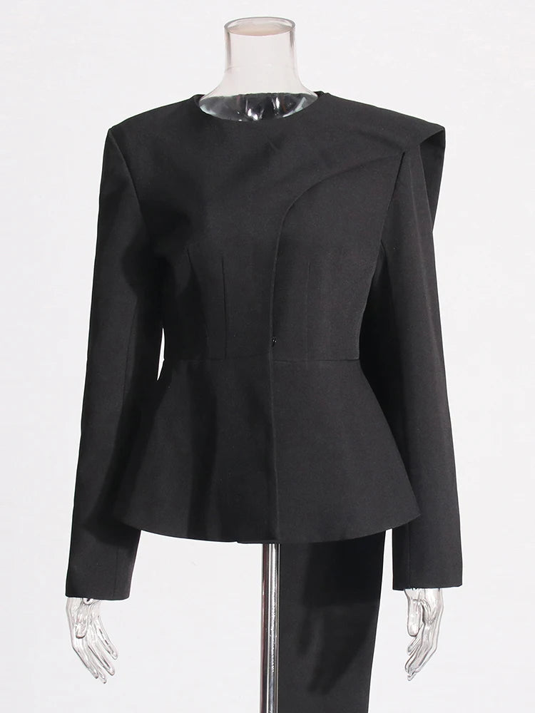 Asymmetric Slim Tunic Blazer