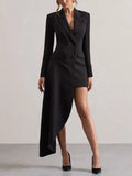 High-Low Notched Collar Blazer