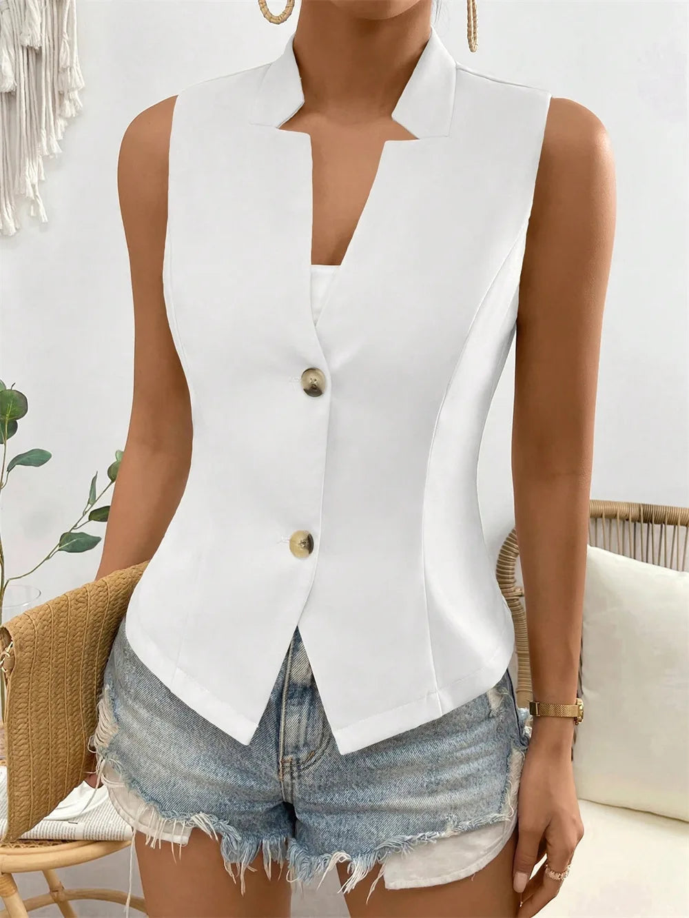 V-Neck Single-Breasted Slim Vest