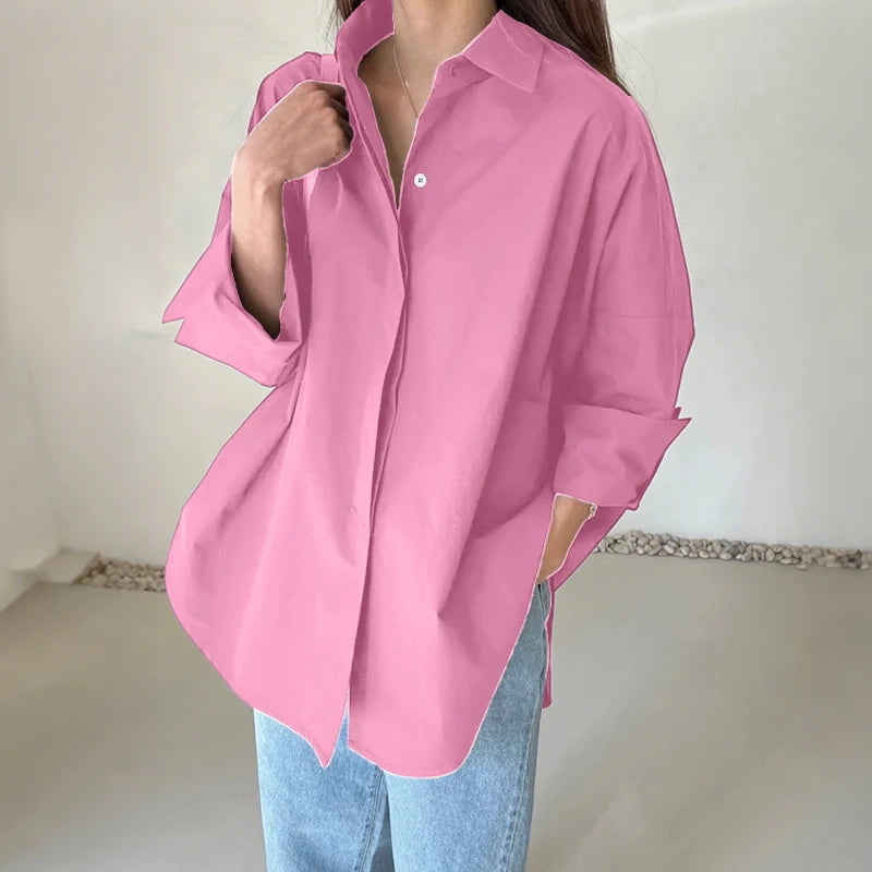 Oversized High-Low Button-Up Shirt