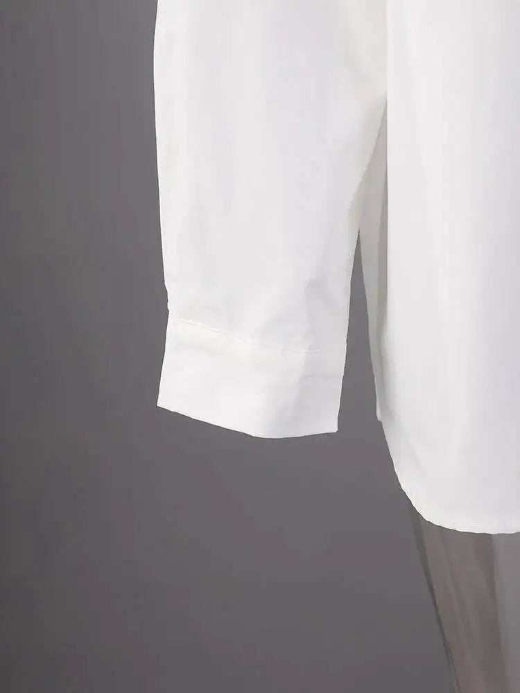 Bandage Stand Collar Oversized Blouse