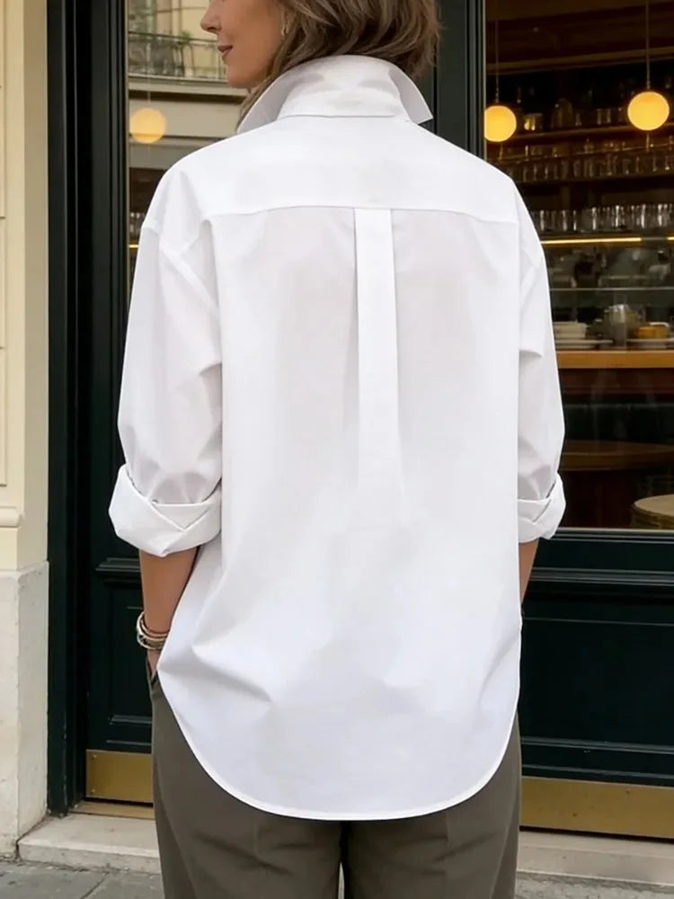 Loose Cotton Lapel Blouse