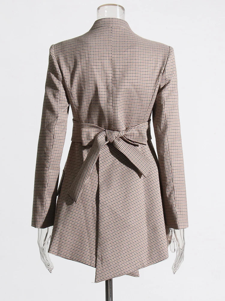 Colourblock Lace-Up V-Neck Blazer