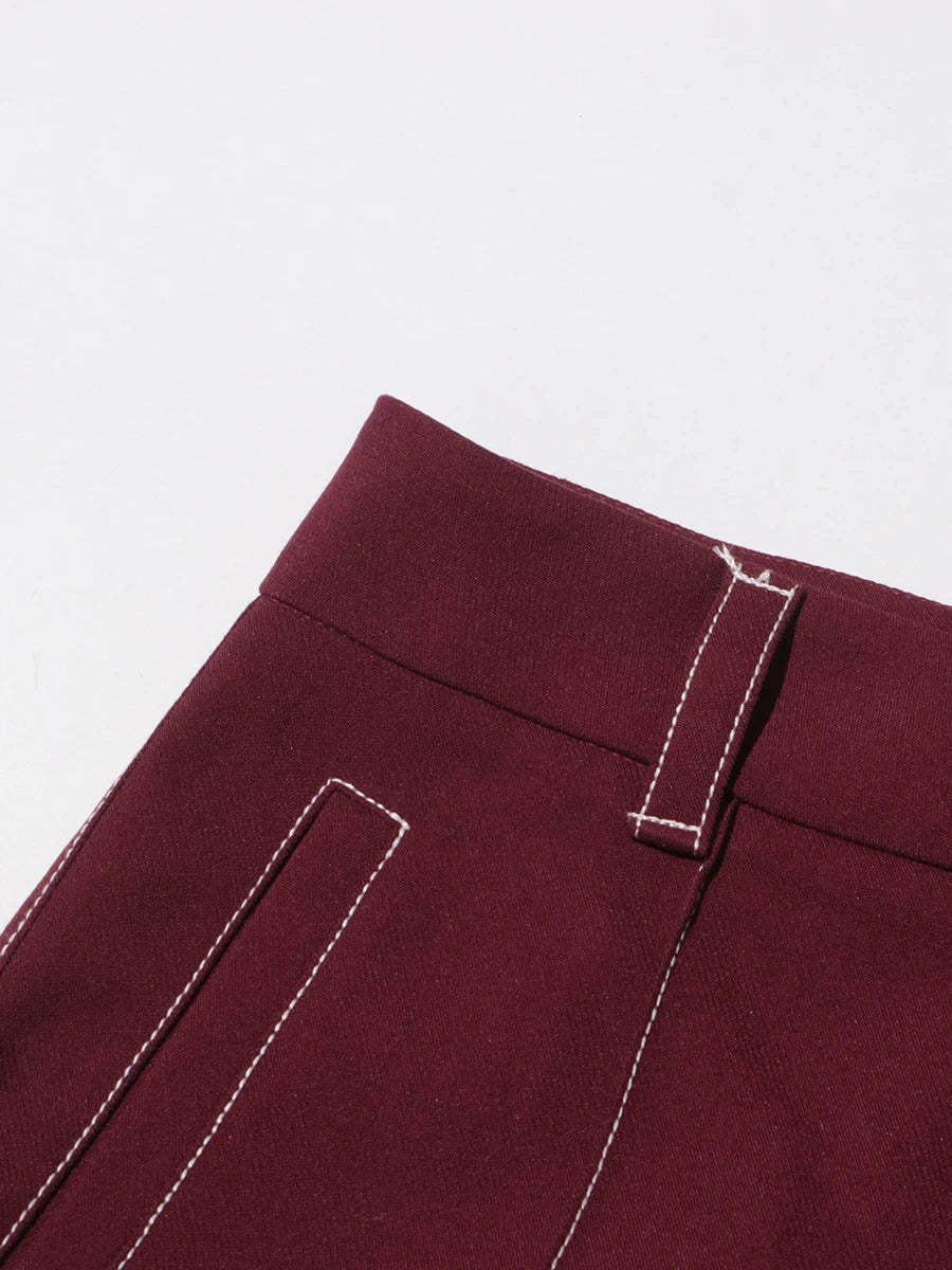 Notch Lapel Top & Straight Trousers Set
