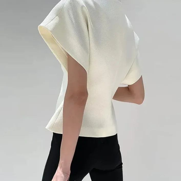 Rivet Button Short-Sleeve Cardigan Top