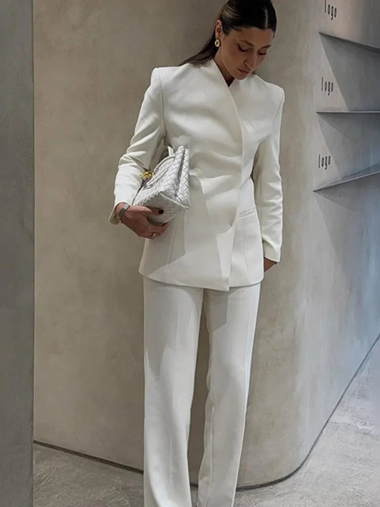White Blazer & Flare Trousers Suit