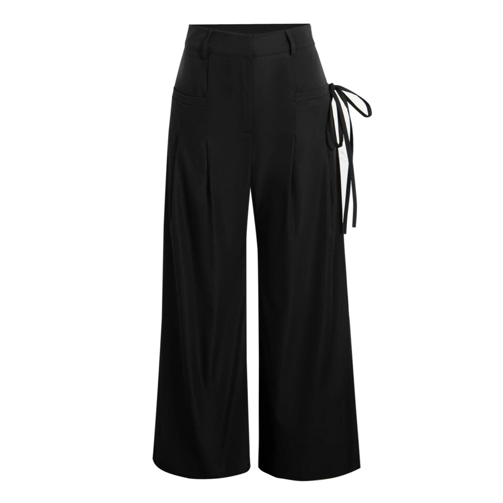 Pleated High-Waist Wide-Leg Suit Trousers