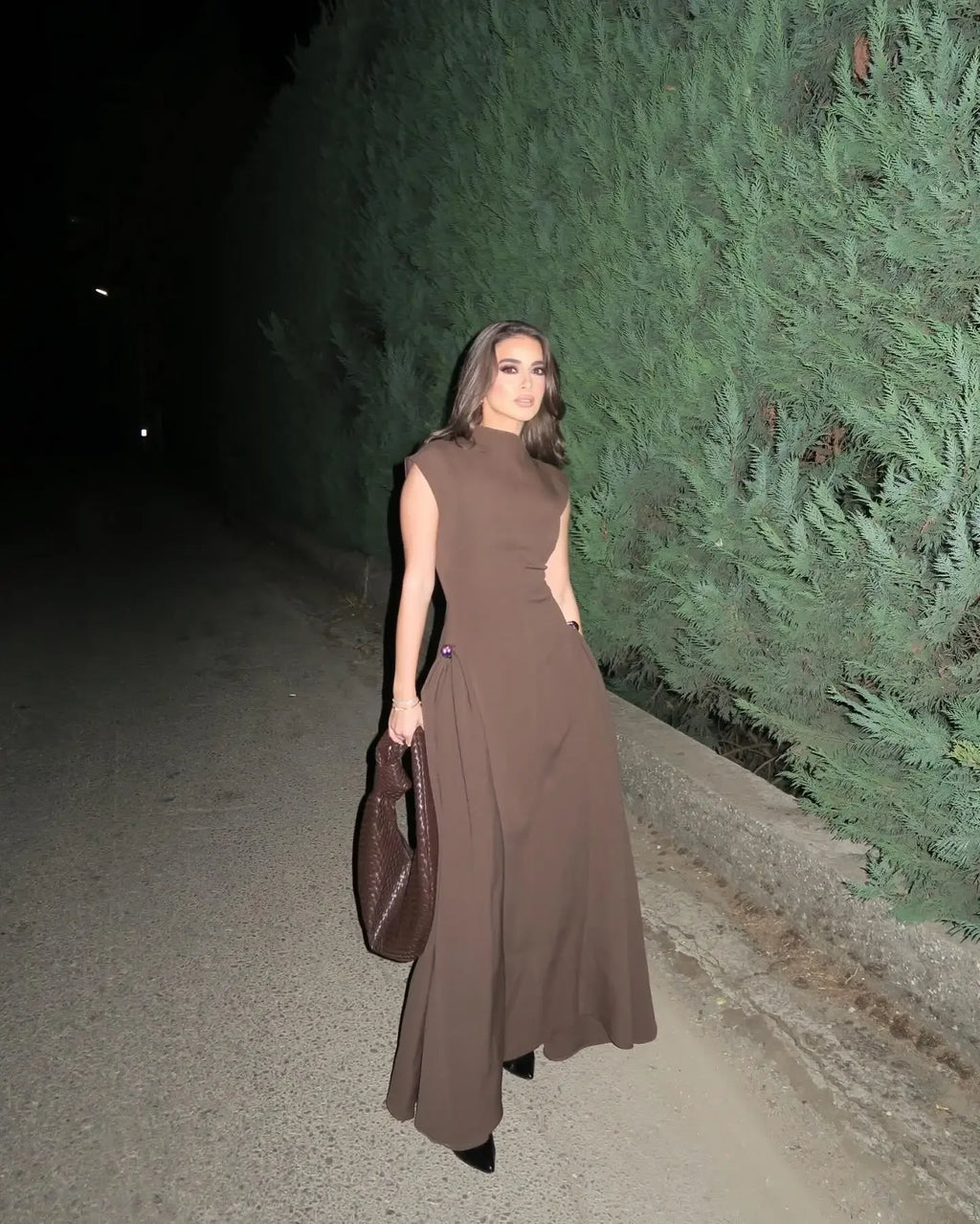 Contrast Patchwork Irregular Hem Evening Dress