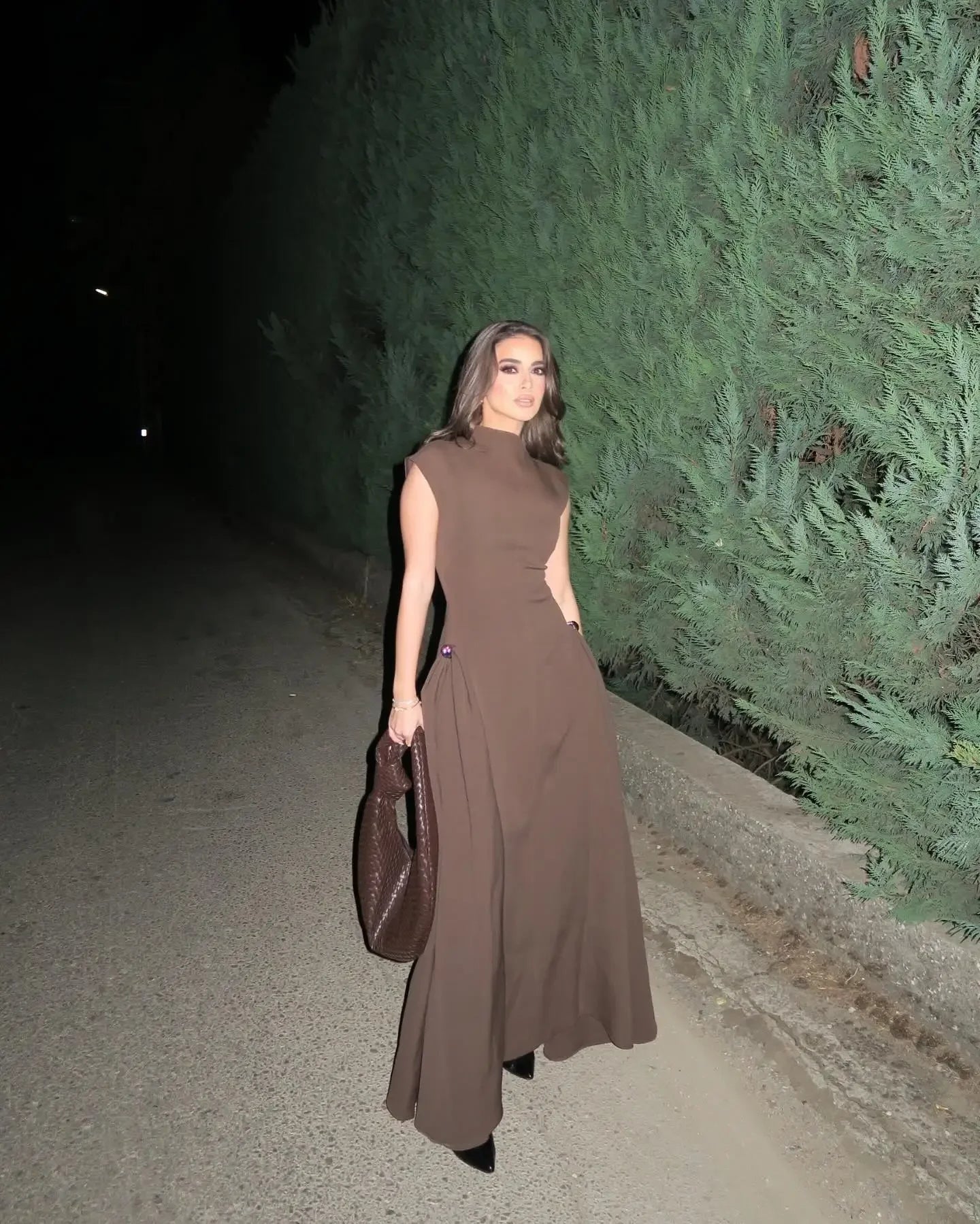 Contrast Patchwork Irregular Hem Evening Dress