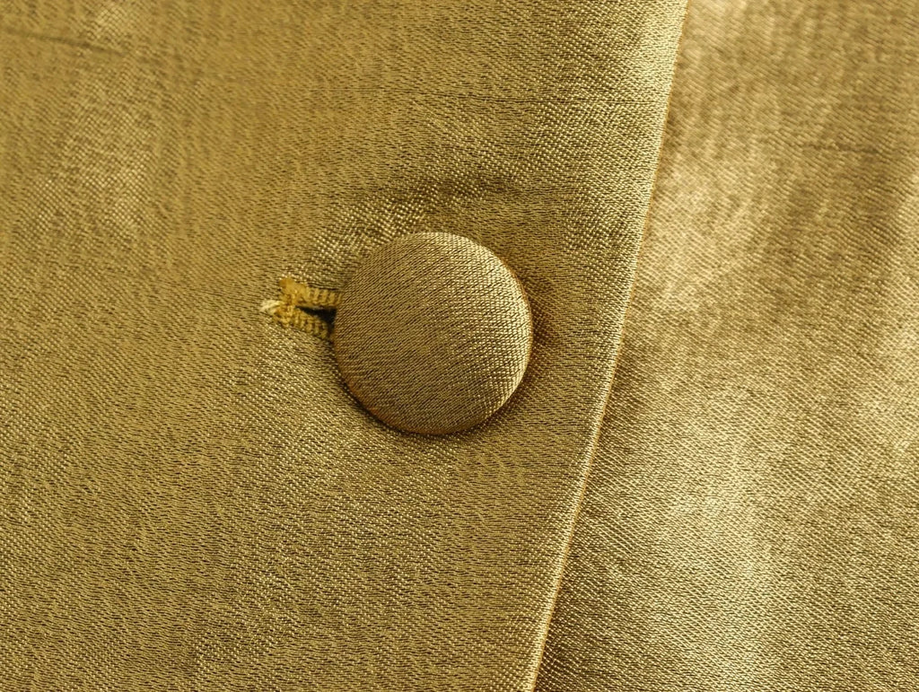 Gold V-Neck Button-Up Blazer