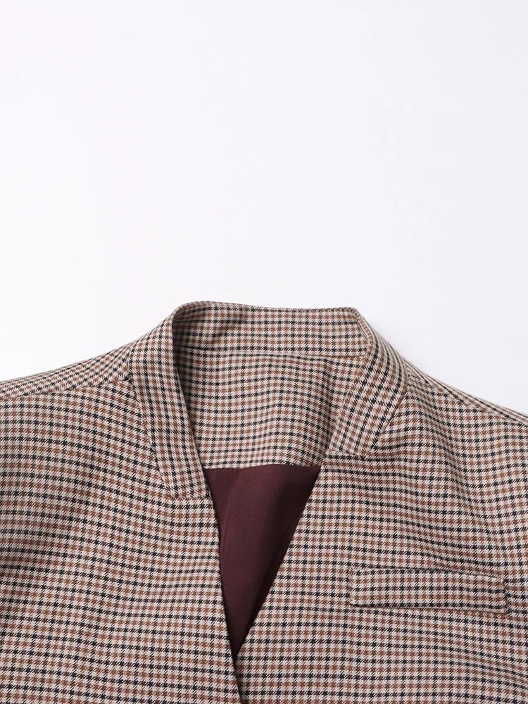 Colourblock Lace-Up V-Neck Blazer