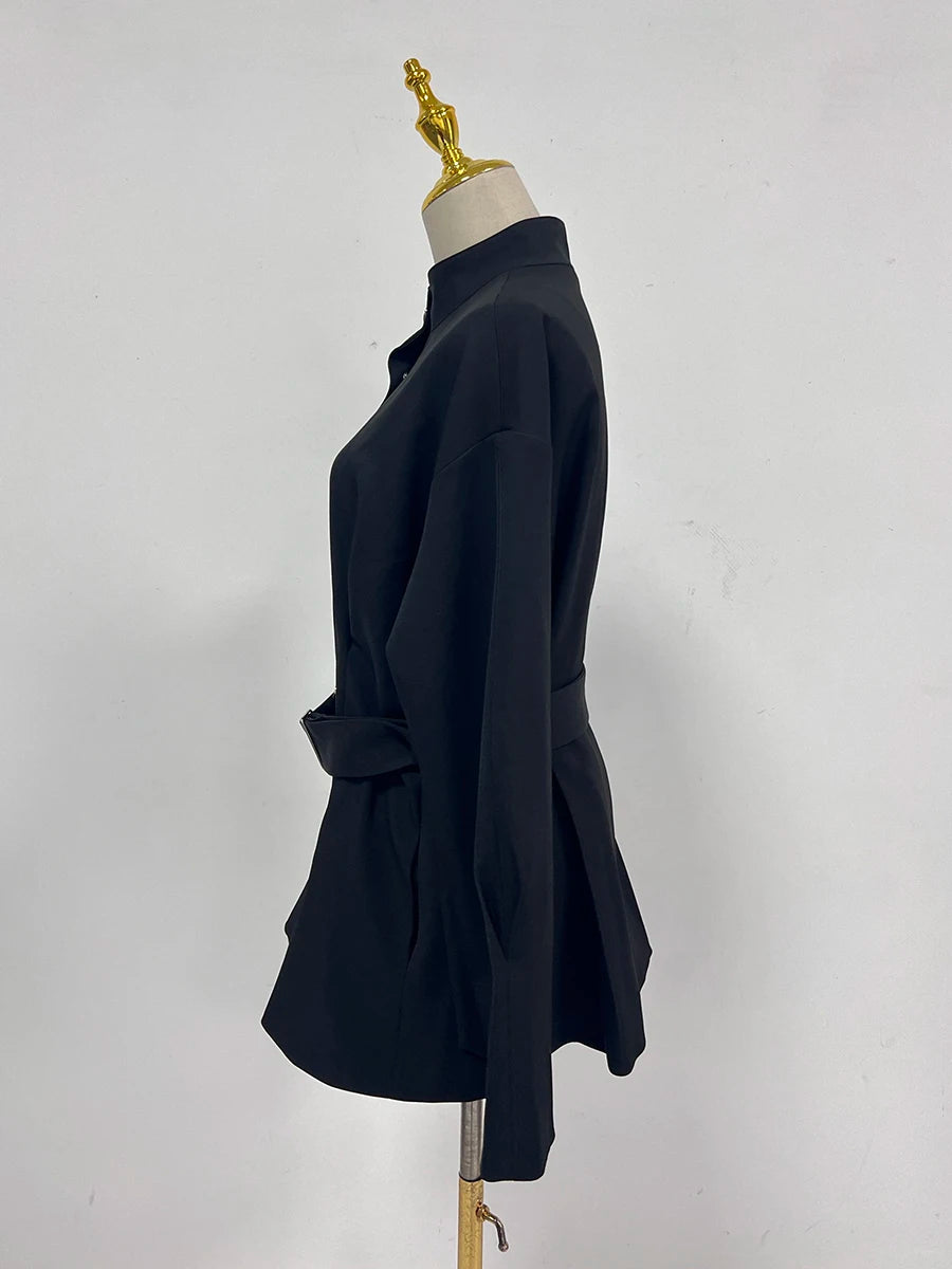 Belted Coat & Cargo Trousers Set