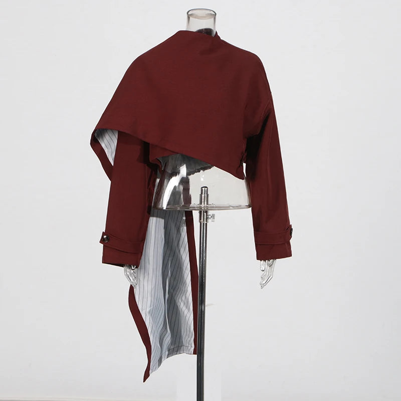 Asymmetric Turtleneck Cropped Jacket