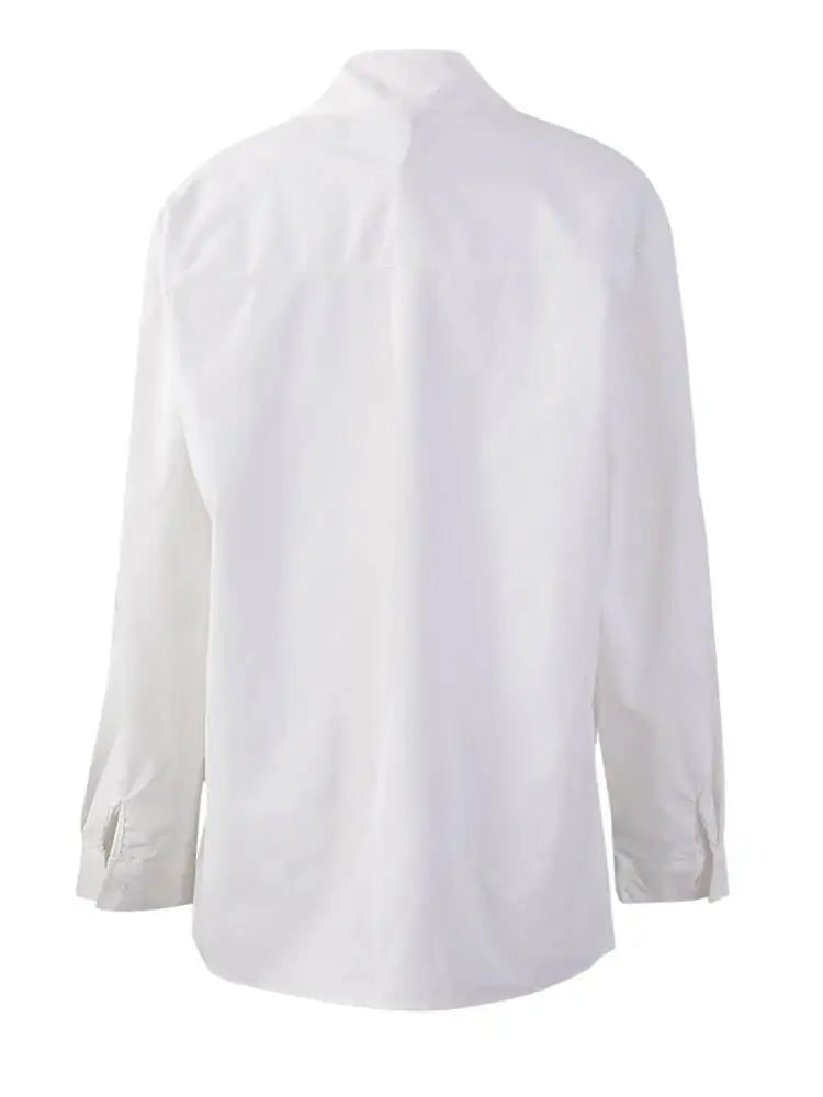 Bandage Stand Collar Oversized Blouse