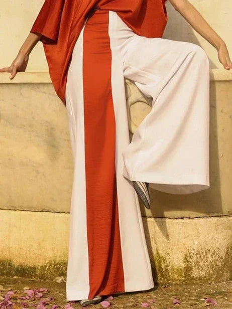 Contrast Stripe Wide-Leg Trousers