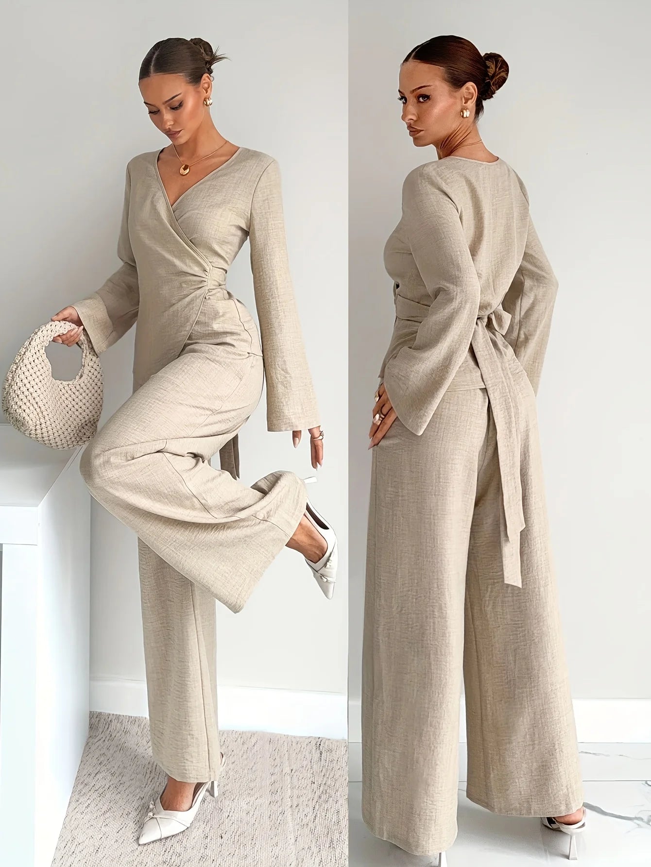 Waist-Cinching Two-Piece Shirt Set