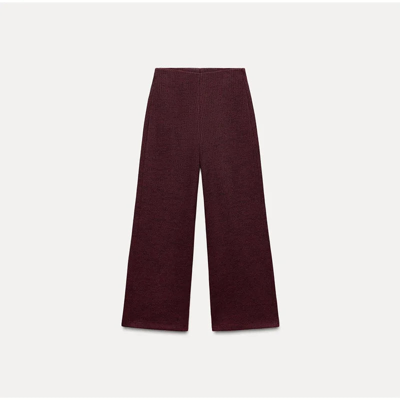 Knit Sleeveless Vest & Wide-Leg Trousers Set